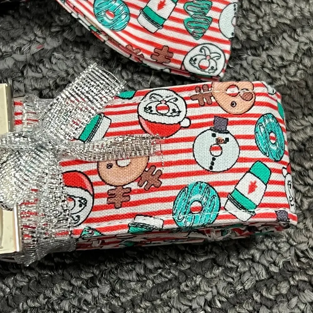DOGWONG Christmas Dog Collar with Sailor Bow, Red Santa Claus Stripe Dog Collar